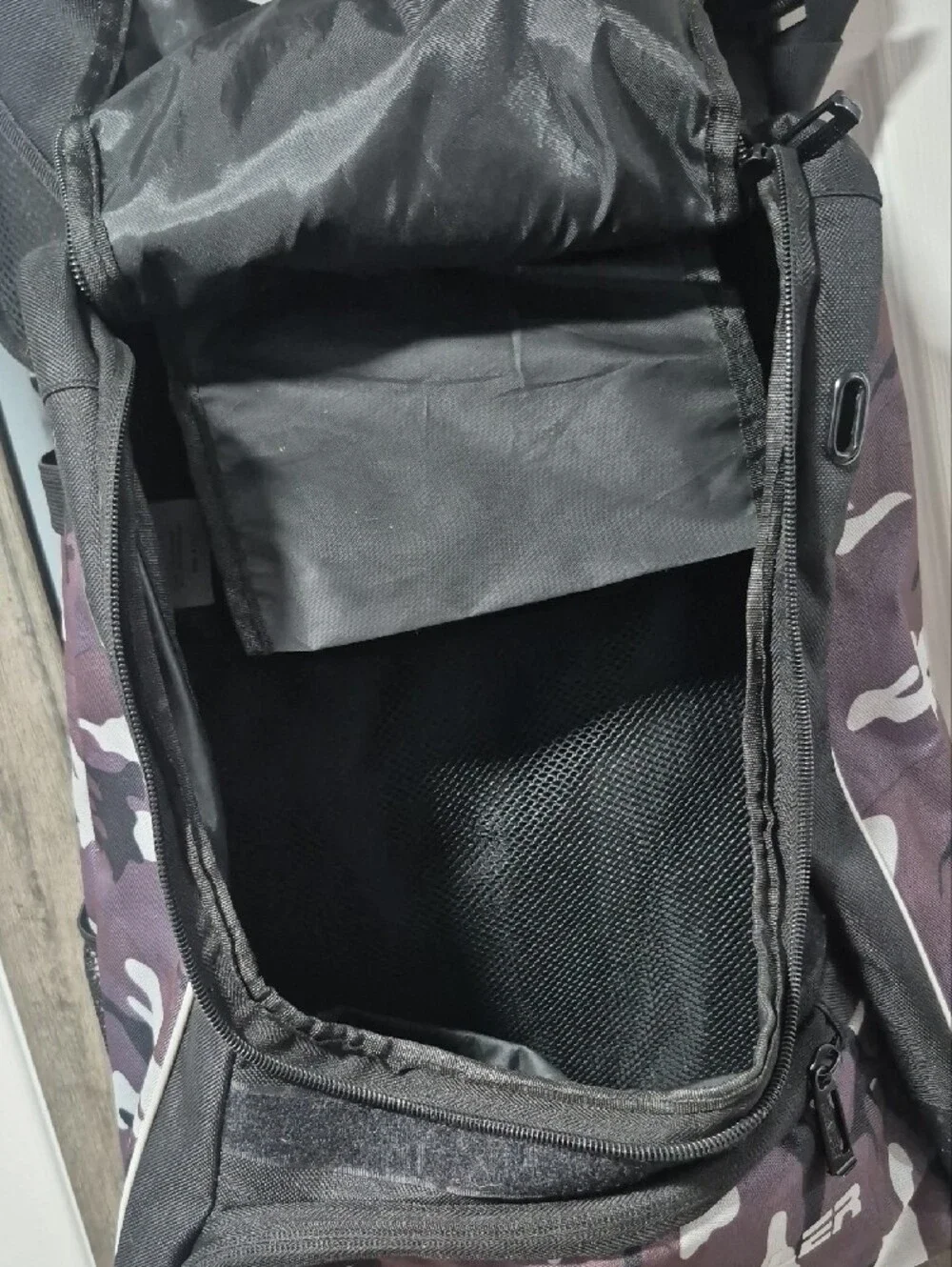 Men's Black & Gray Camo Backpack - Baseball Bag